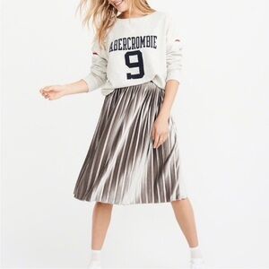 Abercrombie Silver Velvet Lilac Pleated Midi Skirt Holiday Outfit Party Small